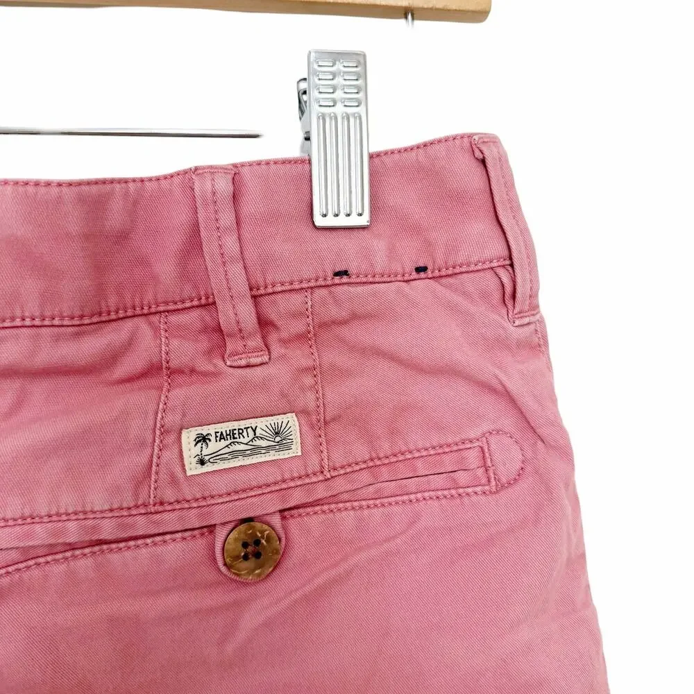 Faherty Pink Salmon Flat Front Chino Shorts Sz 29